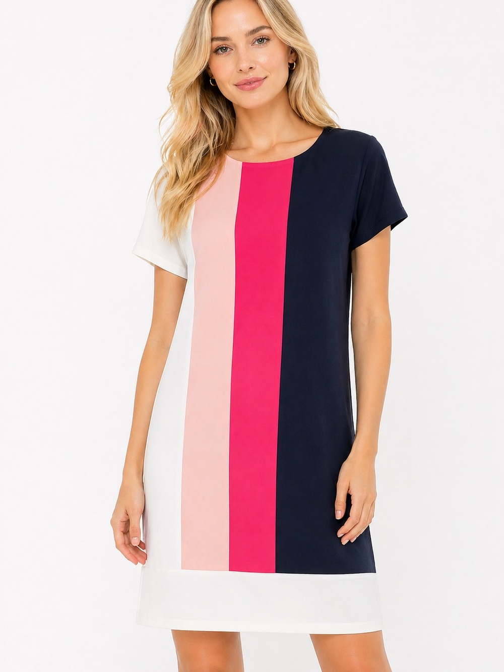 Nwt Andree by Unit Size‎ Medium Color Block Dress in White, Pink, and Navy